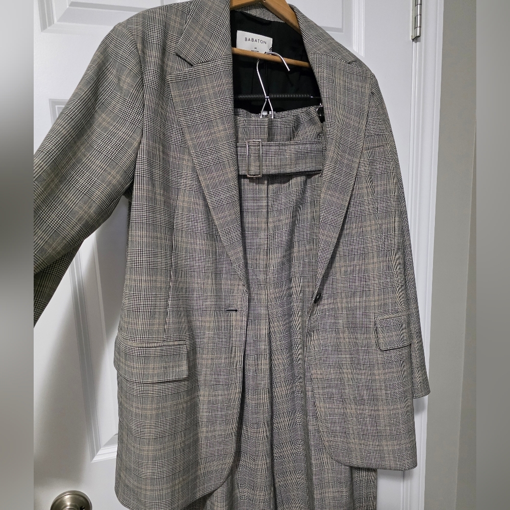 Aritzia BABATON Power Suit: Single Breasted Blazer & WideLeg,High Waist Pants